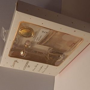 3 CASERY pink-gold Accessories set inc phone ring, ear buddies & phone pocket